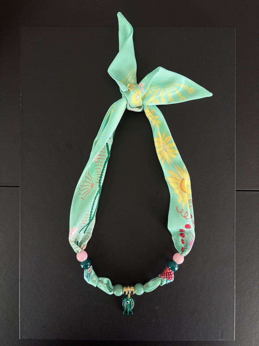 Lucky Fish Scarf Necklace- Mint Julip