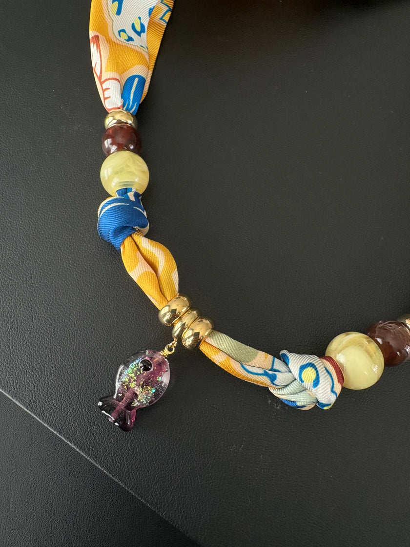 Lucky Fish Scarf Necklace - Banana Split