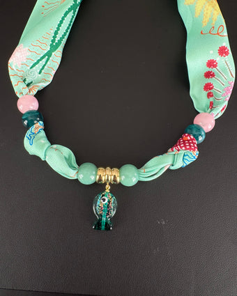 Lucky Fish Scarf Necklace- Mint Julip