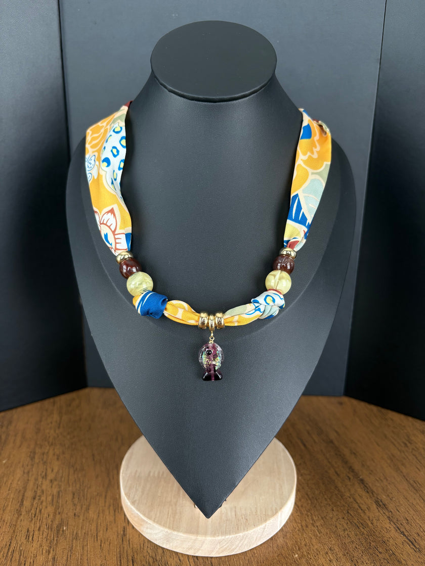 Lucky Fish Scarf Necklace - Banana Split