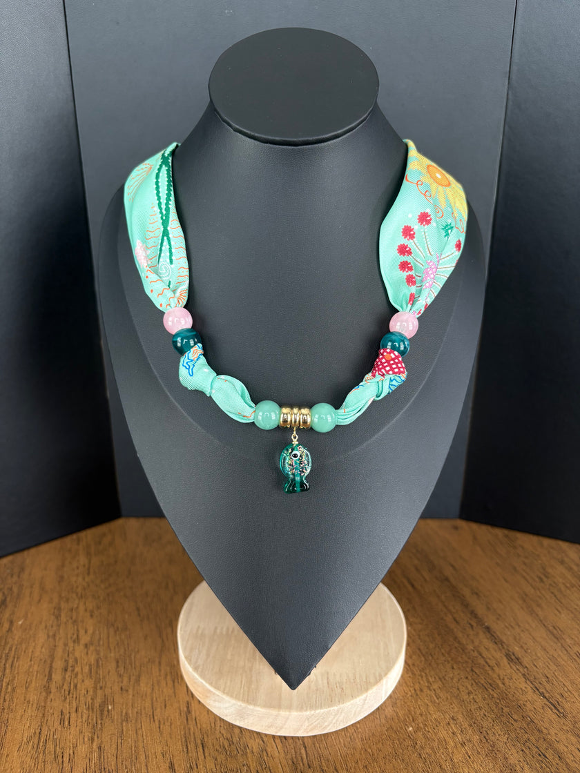 Lucky Fish Scarf Necklace- Mint Julip