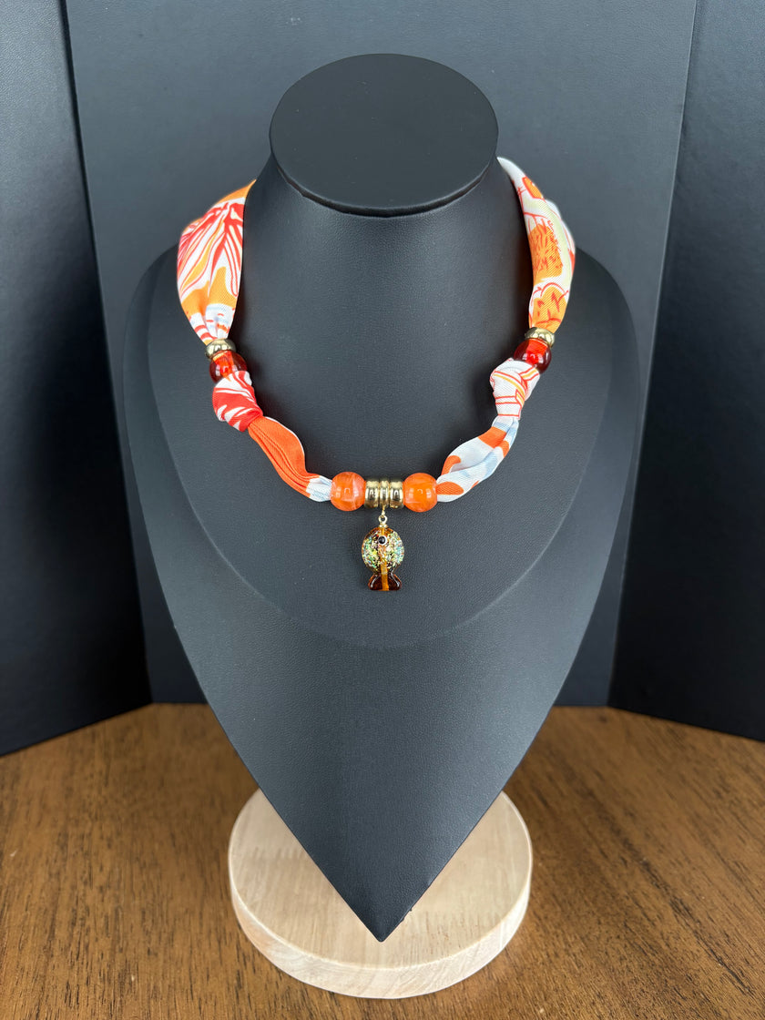 Lucky Fish Scarf Necklace - Orange Dreamsicle